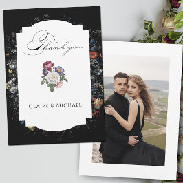 Tarjeta De Agradecimiento Foto de caligrafía floral negra Bella Artes