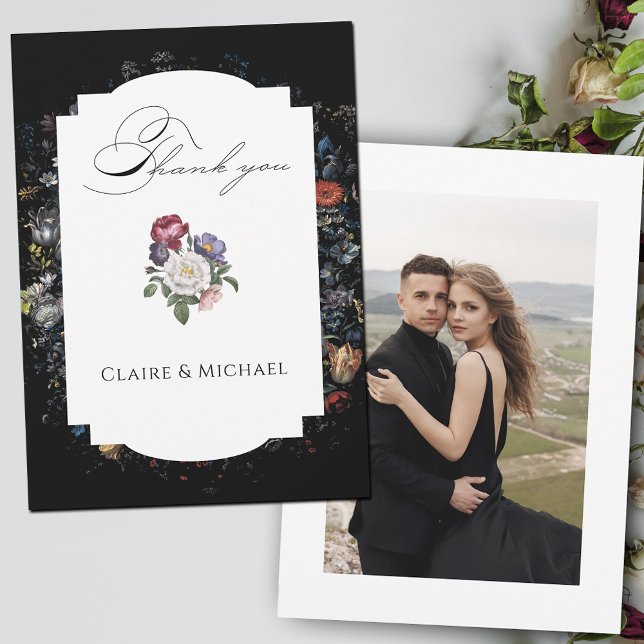 Tarjeta De Agradecimiento Foto de caligrafía floral negra Bella Artes (Subido por el creador)