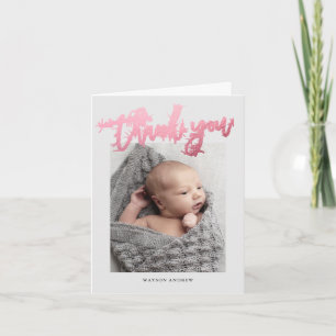Tarjeta De Agradecimiento Foto de Caligrafía Moderna para Bebé