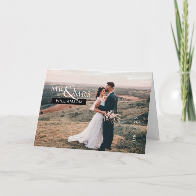 Tarjeta De Agradecimiento Foto de casamiento personalizado (Anverso)