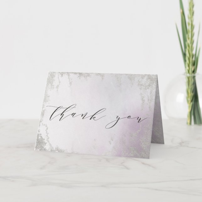 Tarjeta De Agradecimiento Foto de casamiento personalizado Ombre Lavender Pu (Anverso)