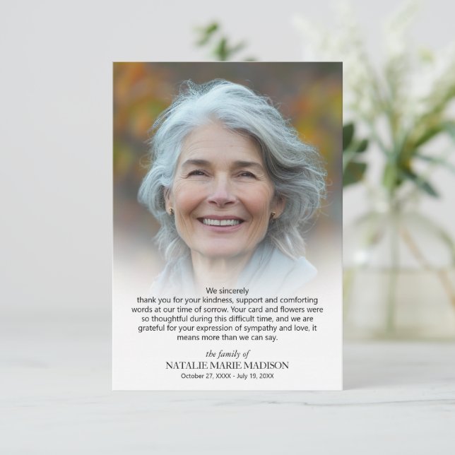 Tarjeta De Agradecimiento Foto de Celebración de la Vida (Anverso de pie)