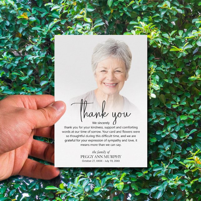 Tarjeta De Agradecimiento Foto de Celebración de la Vida (Celebration of Life Photo Thank You Cards)