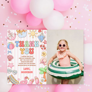 Tarjeta De Agradecimiento Foto de chicas en fiesta de cumpleaños en playa tr
