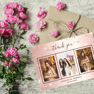 Tarjeta De Agradecimiento Foto de color dorado rosa de cumpleaños