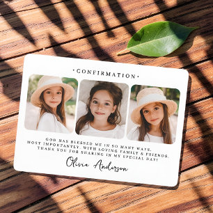 Tarjeta De Agradecimiento Foto de Confirmación Moderna Simple y Elegante