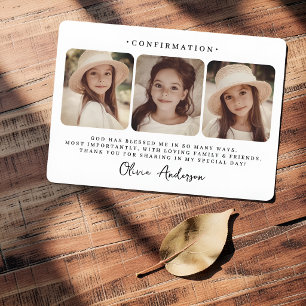 Tarjeta De Agradecimiento Foto de Confirmación Moderna Simple y Elegante