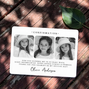 Tarjeta De Agradecimiento Foto de Confirmación Moderna Simple y Elegante