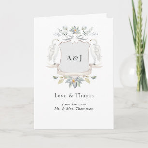 Tarjeta De Agradecimiento Foto de cresta de monograma de boda junto al lago