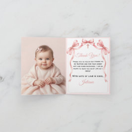 Tarjeta De Agradecimiento Foto de Cruz de Cinta Rosa Bautizo 
