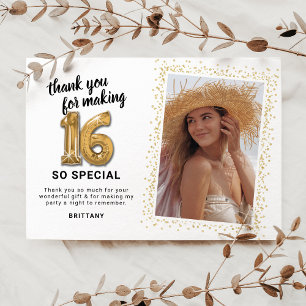 Tarjeta De Agradecimiento Foto de cumpleaños 16 moderna