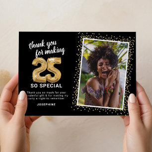 Tarjeta De Agradecimiento Foto de cumpleaños 25 moderna
