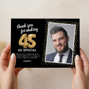 Tarjeta De Agradecimiento Foto de cumpleaños 45 moderna