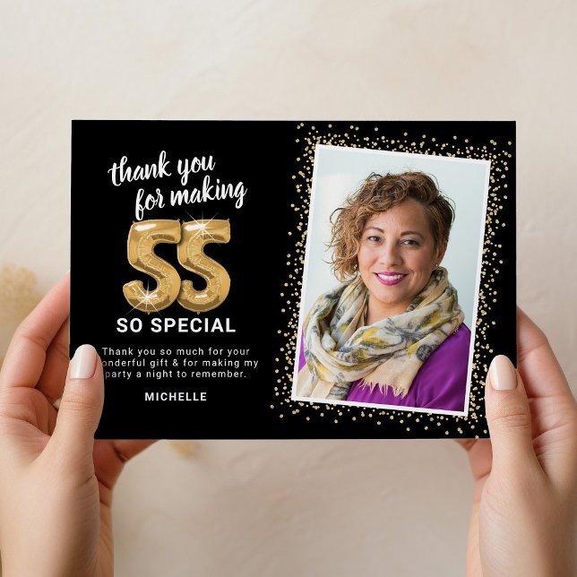 Tarjeta De Agradecimiento Foto de cumpleaños 55 moderna (Subido por el creador)