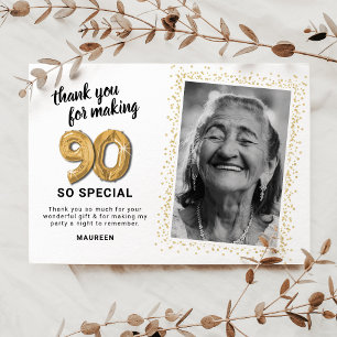Tarjeta De Agradecimiento Foto de cumpleaños 90 de adultos modernos