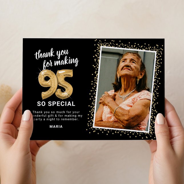 Tarjeta De Agradecimiento Foto de cumpleaños 95º adulto moderno (Subido por el creador)