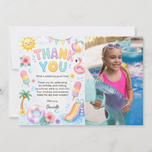 Tarjeta De Agradecimiento Foto de cumpleaños caprichosa acuarela Splash
