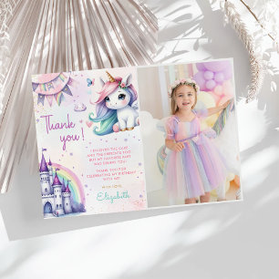 Tarjeta De Agradecimiento Foto de cumpleaños con arcoiris mágico de Unicorn