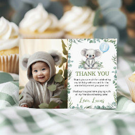 Tarjeta De Agradecimiento Foto de cumpleaños con vegetación y koala lindo