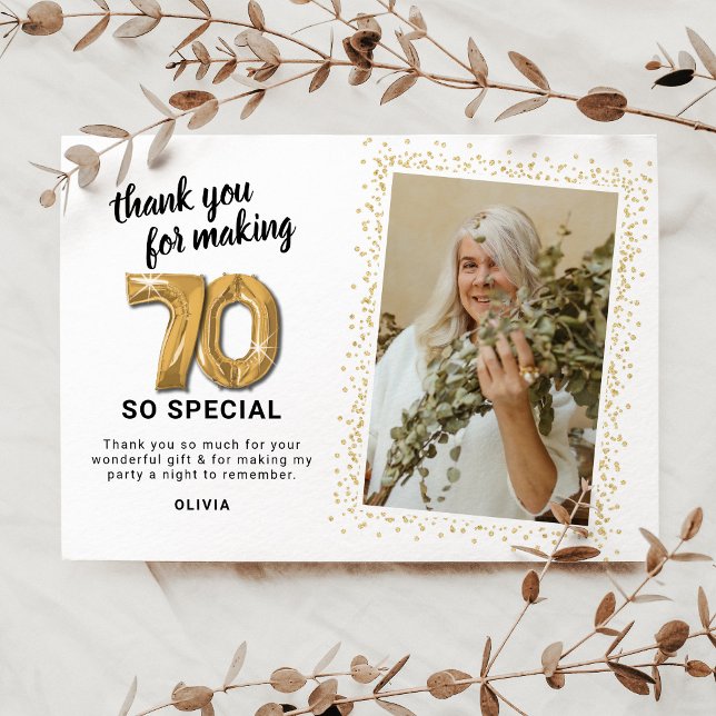Tarjeta De Agradecimiento Foto de cumpleaños de adultos 70 moderna (Subido por el creador)