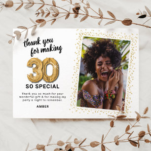 Tarjeta De Agradecimiento Foto de cumpleaños de adultos modernos 30