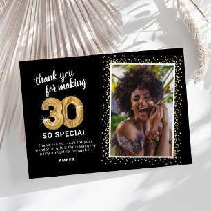 Tarjeta De Agradecimiento Foto de cumpleaños de adultos modernos 30