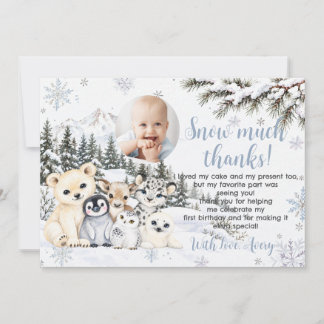 Tarjeta De Agradecimiento Foto de cumpleaños de animales árticos de Winter O