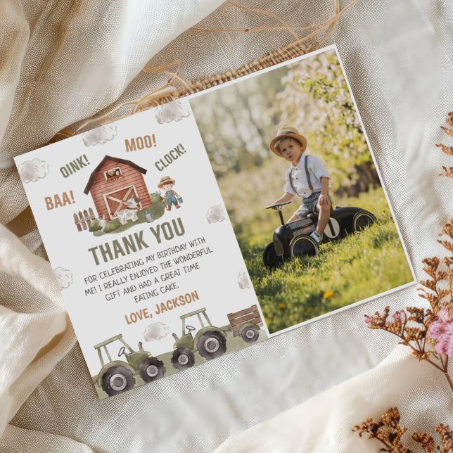 Tarjeta De Agradecimiento Foto de cumpleaños de animales de granja (Subido por el creador)