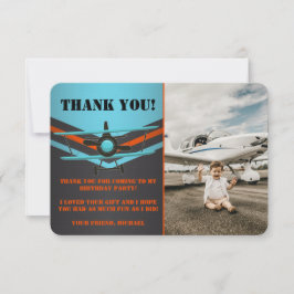 Tarjeta De Agradecimiento Foto de cumpleaños de Aviación de Aviación Azul, R