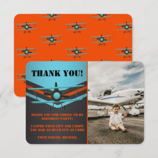 Tarjeta De Agradecimiento Foto de cumpleaños de Aviación de Aviación Azul, R