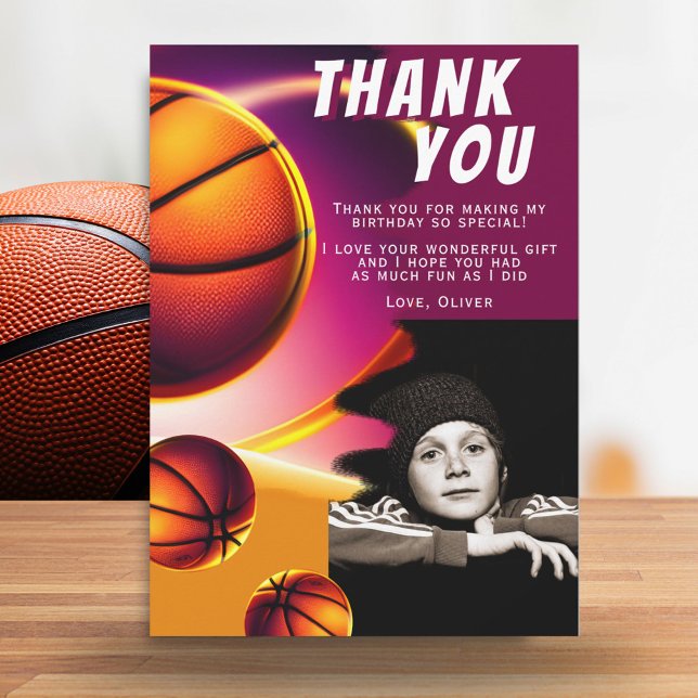 Tarjeta De Agradecimiento Foto de cumpleaños de baloncesto (Subido por el creador)