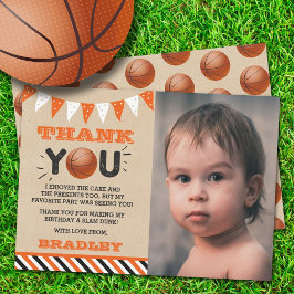 Tarjeta De Agradecimiento Foto de cumpleaños de baloncesto de cualquier edad