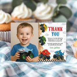 Tarjeta De Agradecimiento Foto de cumpleaños de camión monstruo para niños m