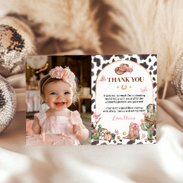 Tarjeta De Agradecimiento Foto de cumpleaños de Cowgirl rosa de reverencias 