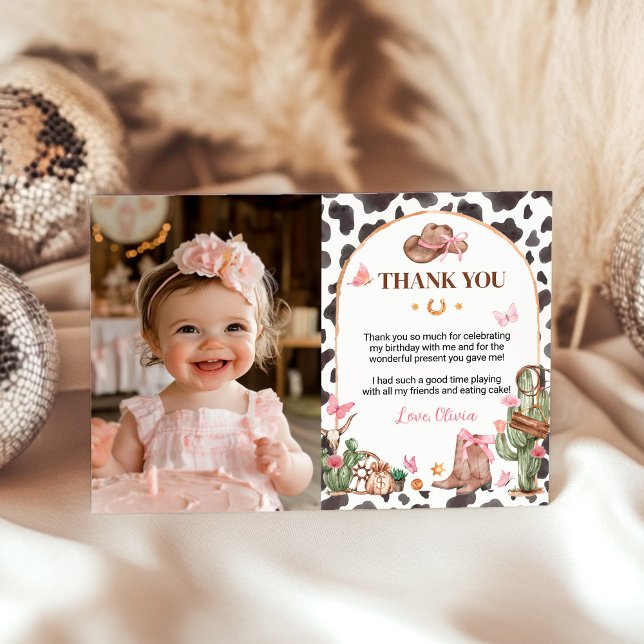 Tarjeta De Agradecimiento Foto de cumpleaños de Cowgirl rosa de reverencias  (Subido por el creador)