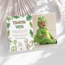 Tarjeta De Agradecimiento Foto de cumpleaños de dinosaurios de la selva