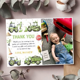 Tarjeta De Agradecimiento Foto de cumpleaños de excavadora de camión de cons