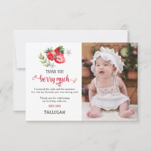 Tarjeta De Agradecimiento Foto de cumpleaños de fresa 'Muchas gracias'