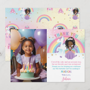 Tarjeta De Agradecimiento Foto de cumpleaños de la princesa de color marrón 