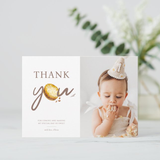 Tarjeta De Agradecimiento Foto de cumpleaños de Milk & Cookies First Birthda (Anverso de pie)