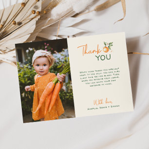 Tarjeta De Agradecimiento Foto de cumpleaños de naranja cítrica Little Cutie