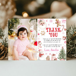 Tarjeta De Agradecimiento Foto de cumpleaños de Navidad Retro Santa Invierno