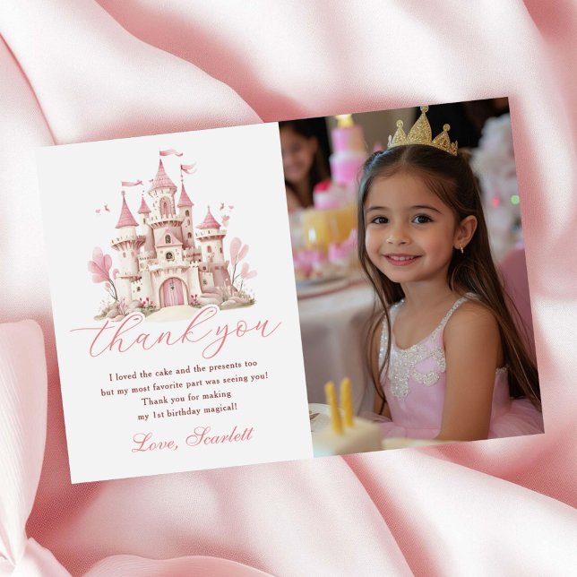 Tarjeta De Agradecimiento Foto de cumpleaños de niña del castillo de la prin (Subido por el creador)