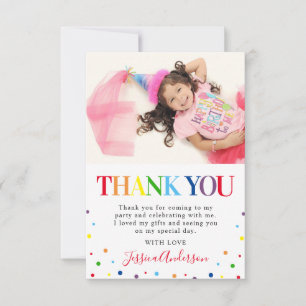 Tarjeta De Agradecimiento Foto de cumpleaños de niños brillantes y coloridos