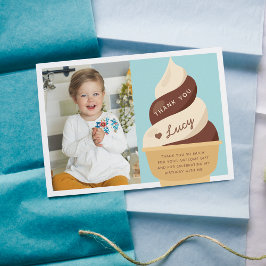 Tarjeta De Agradecimiento Foto de cumpleaños de niños con helado de chocolat