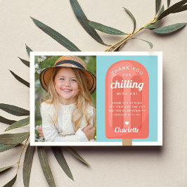 Tarjeta De Agradecimiento Foto de cumpleaños de niños con paleta de verano