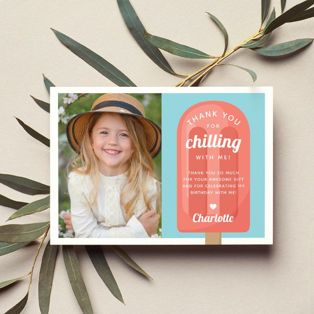 Tarjeta De Agradecimiento Foto de cumpleaños de niños con paleta de verano (Subido por el creador)