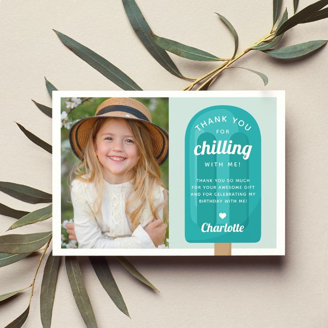 Tarjeta De Agradecimiento Foto de cumpleaños de niños de Popsicle de verano (Subido por el creador)