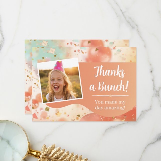 Tarjeta De Agradecimiento Foto de cumpleaños de niños Gracias por todo Confe (Anverso/Reverso In Situ)