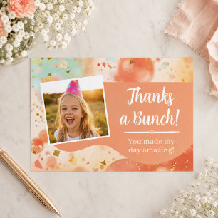 Tarjeta De Agradecimiento Foto de cumpleaños de niños Gracias un montón Conf